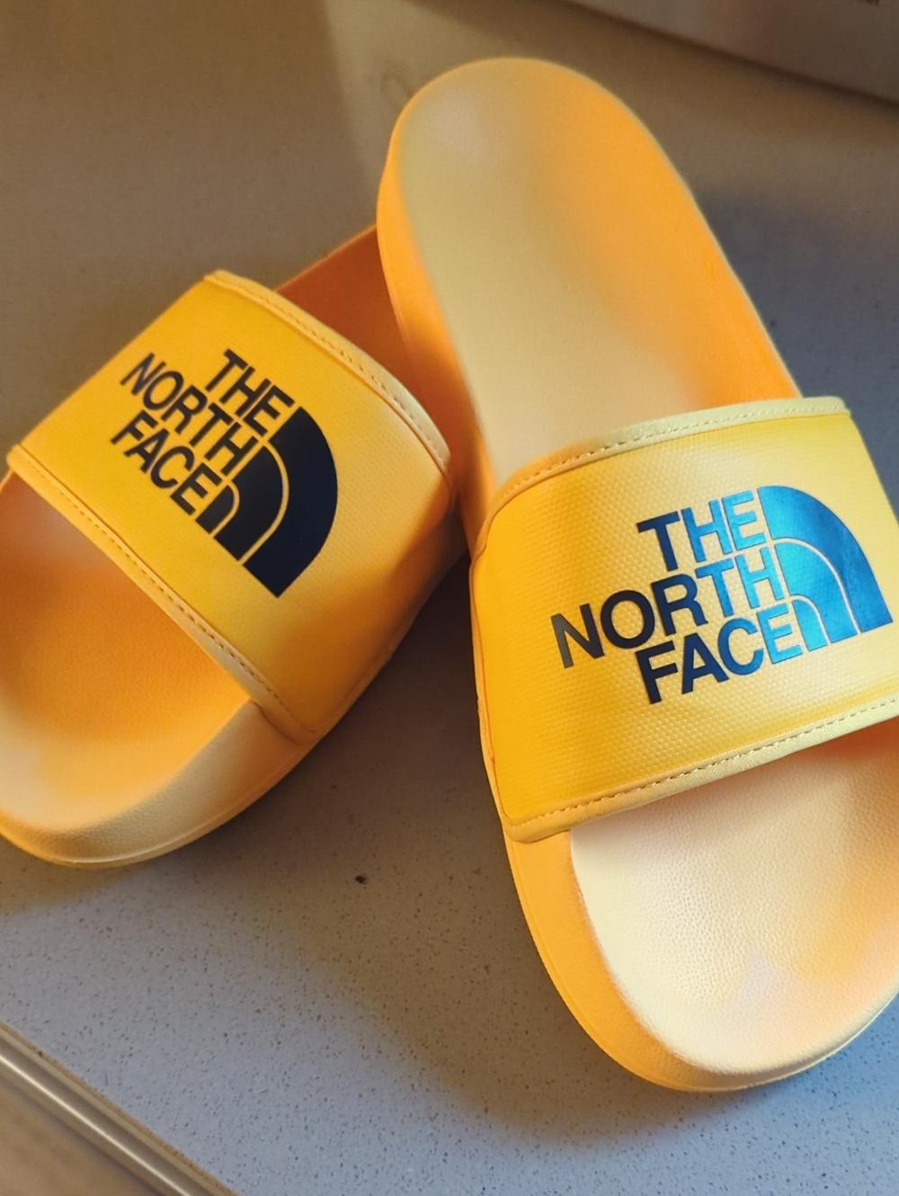 The North Face Bright Yellow Logo Slide Sandals